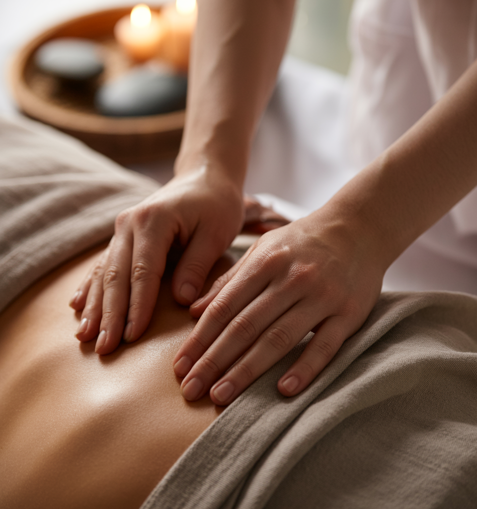 Relaxing Swedish massage therapy with peaceful candles in Boardman Ohio