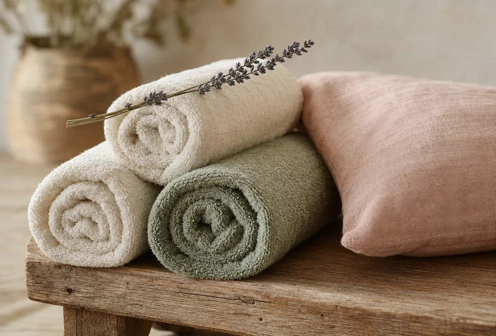Soft rolled towels and lavender — prenatal massage therapy in Boardman Ohio
